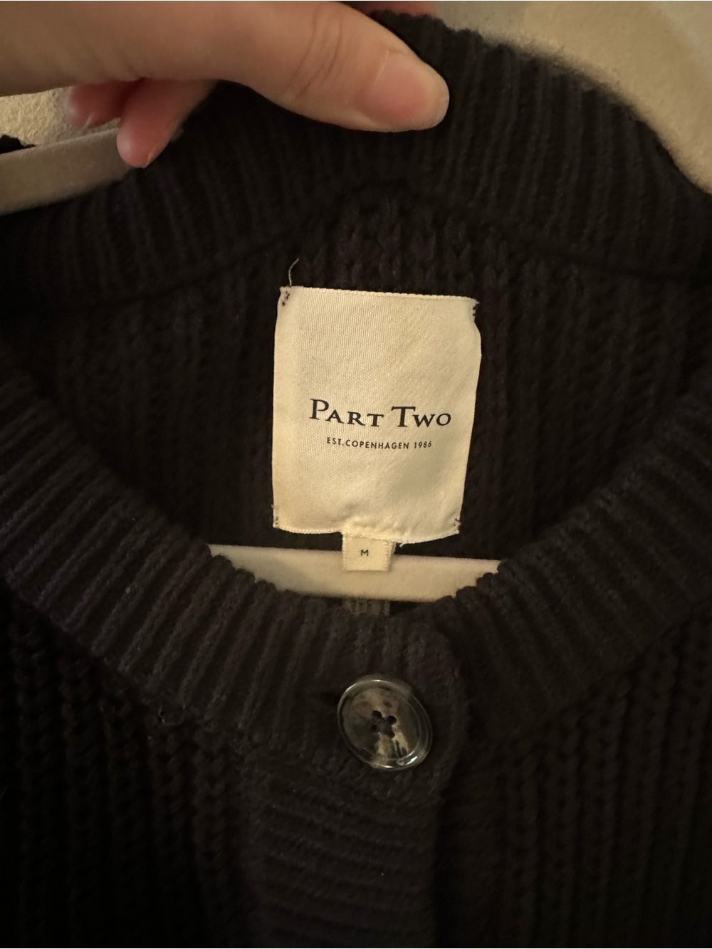 Part Two Ribbed Button-Front Knit Vest in Navy - Picture 4 of 4